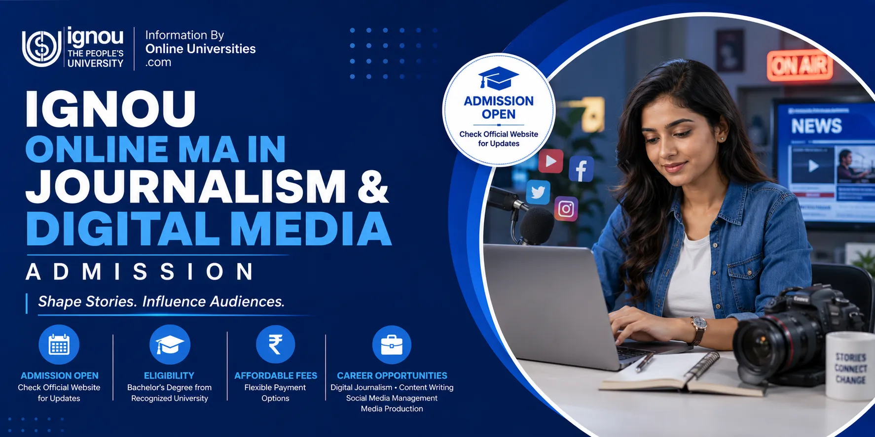 IGNOU Online MA in Journalism and Digital Media Admission 2026 | Last date to Syllabus